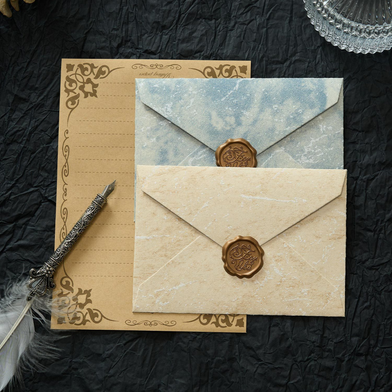 Wax Seal Letter Kit - 5 قطعة مغلف الظل المذهبي قناة