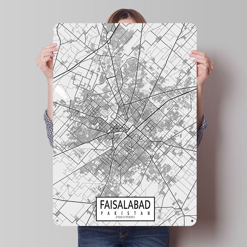 Custom Map Poster - خريطة مدينة فصالة بادجستان، لوحة معدنية