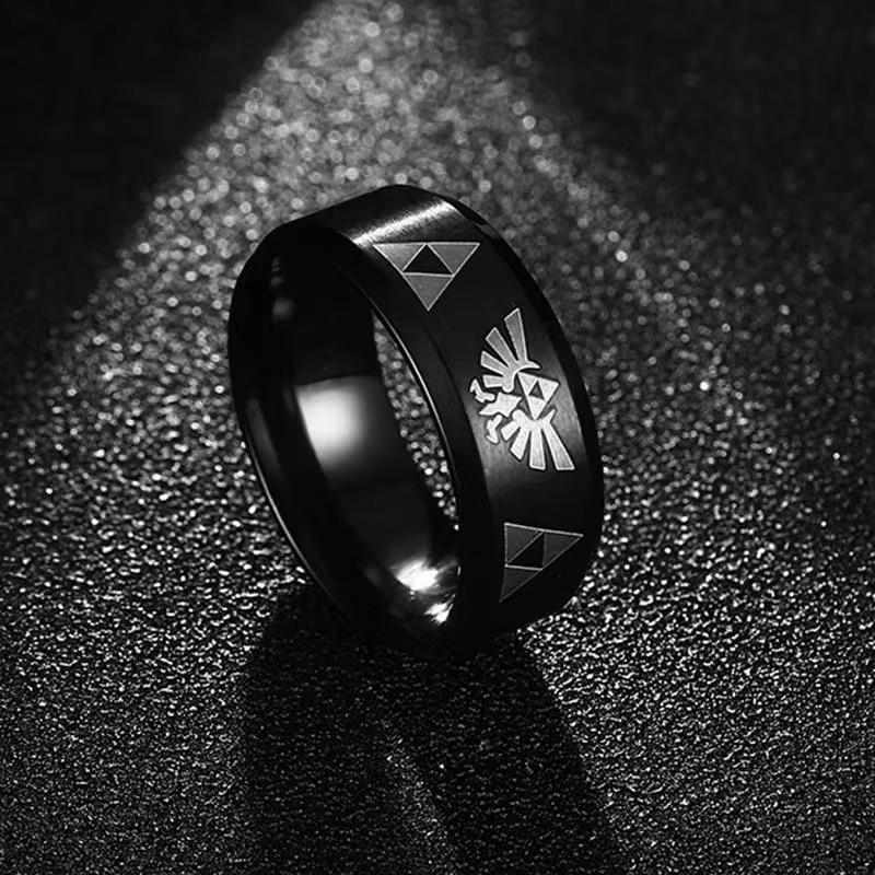Initial Ring Custom - أزياء أنيمي Triforce مثلث الفرقة الدائري