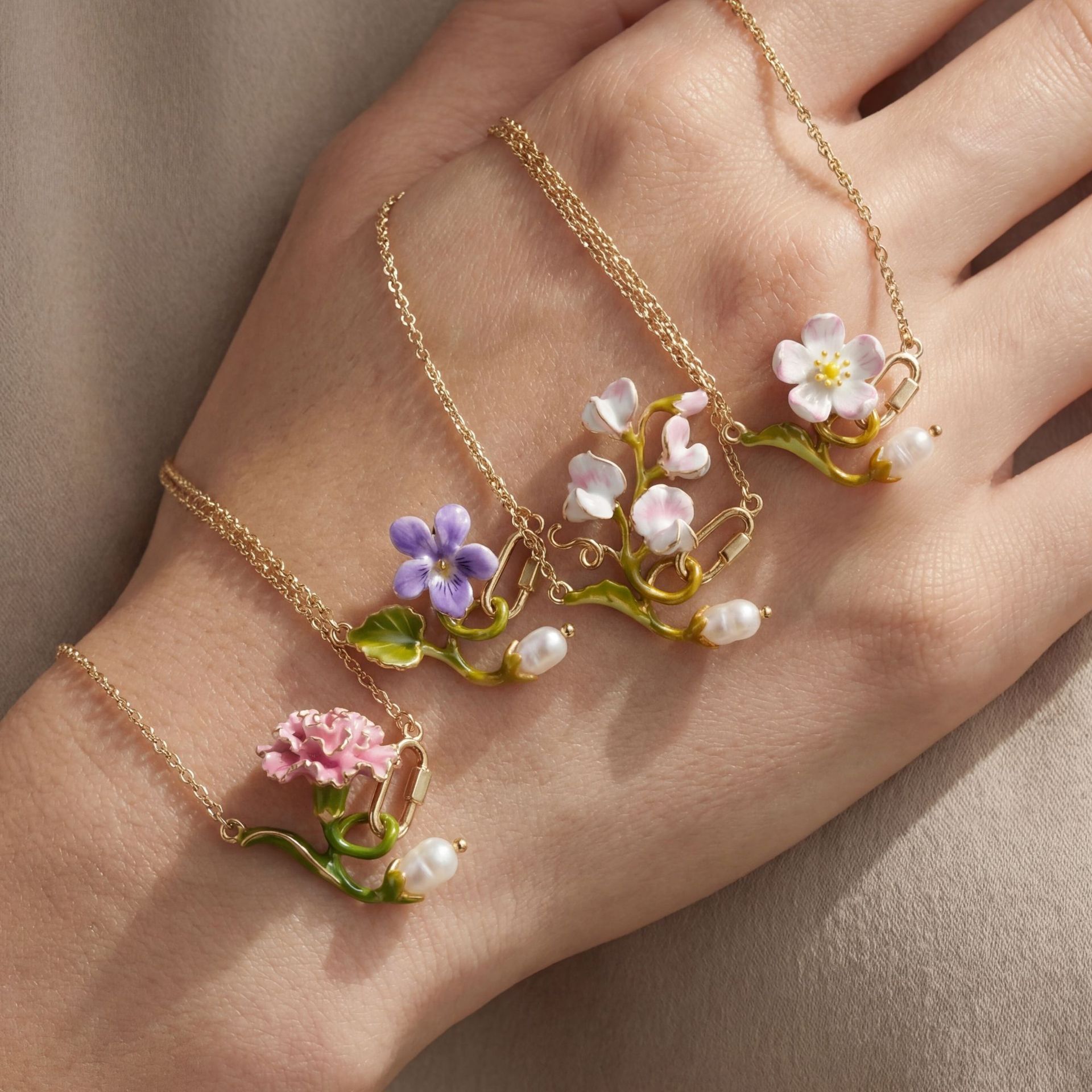 Birth Flower Necklace - قلادة زهرة الميلاد لمدة 12 شهرًا