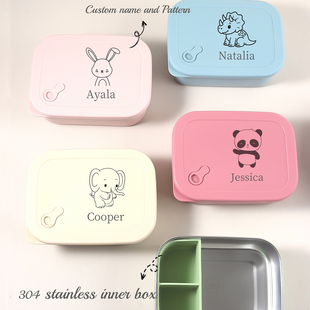 Personalized Name Box - صندوق غداء للأطفال من السيليكون بسعة