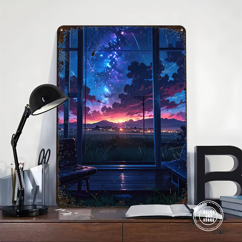 ملصق طباعة بتصميم نافذة أنيمي  - مراجعة Custom Night Sky وسعره