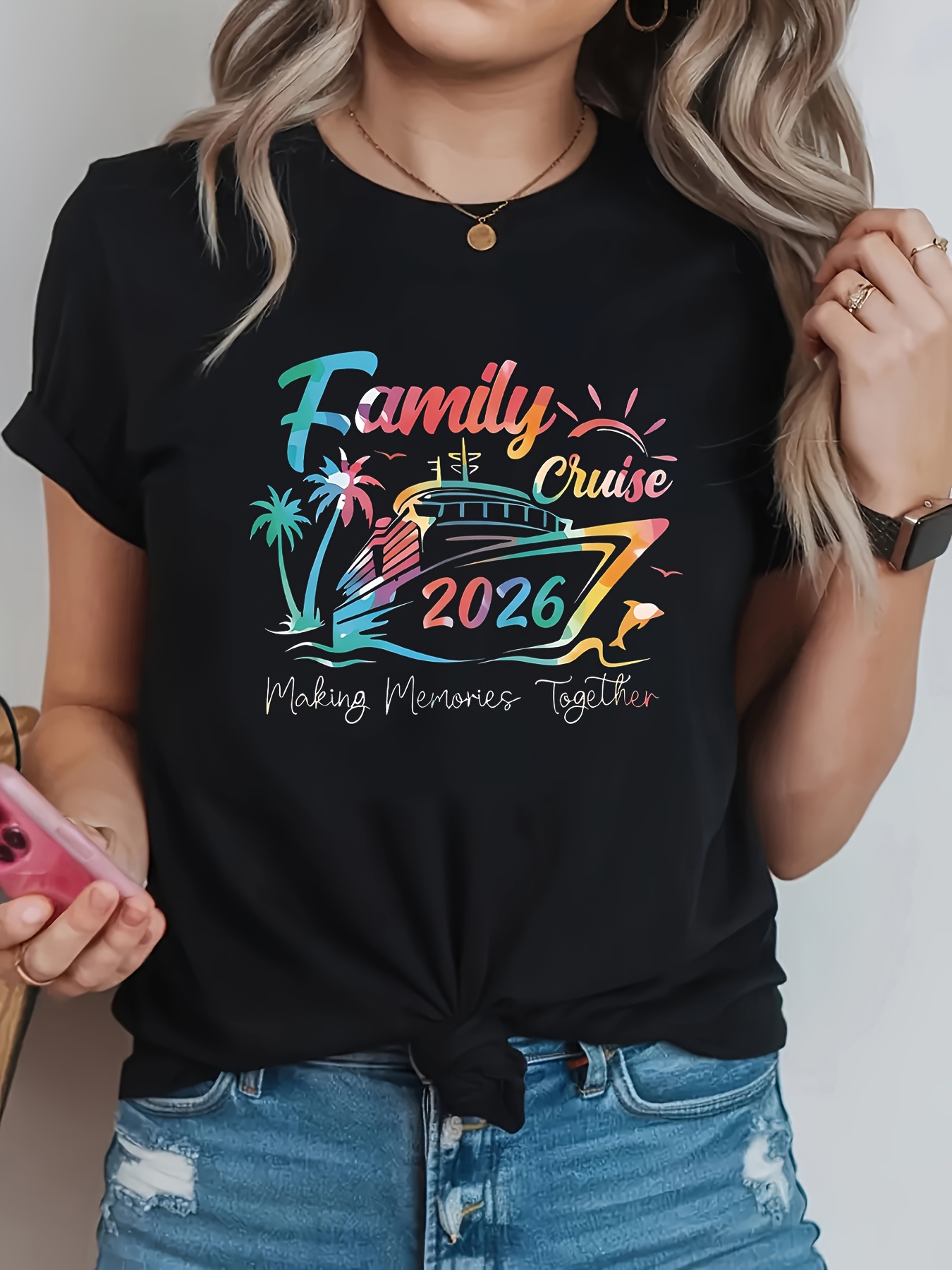 تي شيرت نسائي كاجوال بمقاسات ك - مراجعة Family Tree Print وسعره