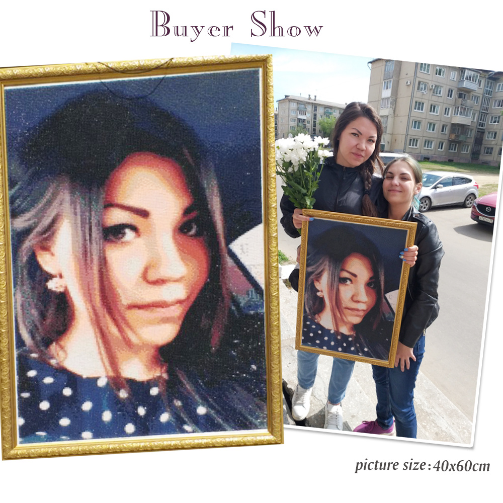 HUACAN الماس الفسيفساء صورة مخ - مراجعة Photo Mosaic Print وسعره